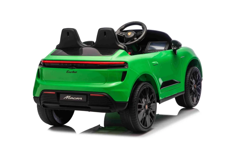 Porsche Macan Turbo Kinderauto 12V Zwart – Bluetooth, Kunst-leder en EVA-banden