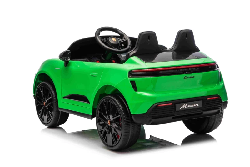 Porsche Macan Turbo Kinderauto 12V Zwart – Bluetooth, Kunst-leder en EVA-banden