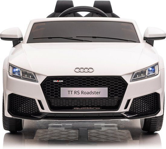 Audi TT RS Roadster Kinderauto 12V Wit – Afstandsbediening, EVA-banden en Kunstleren zitje