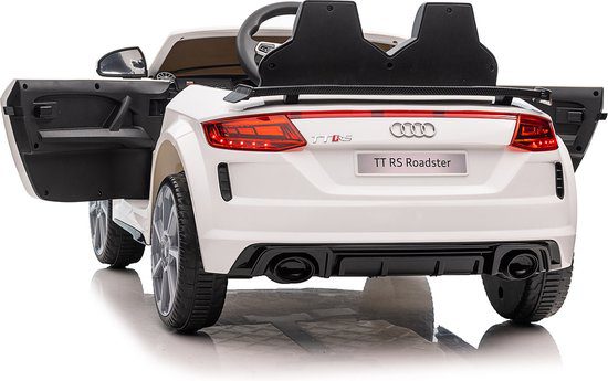 Audi TT RS Roadster Kinderauto 12V Wit – Afstandsbediening, EVA-banden en Kunstleren zitje