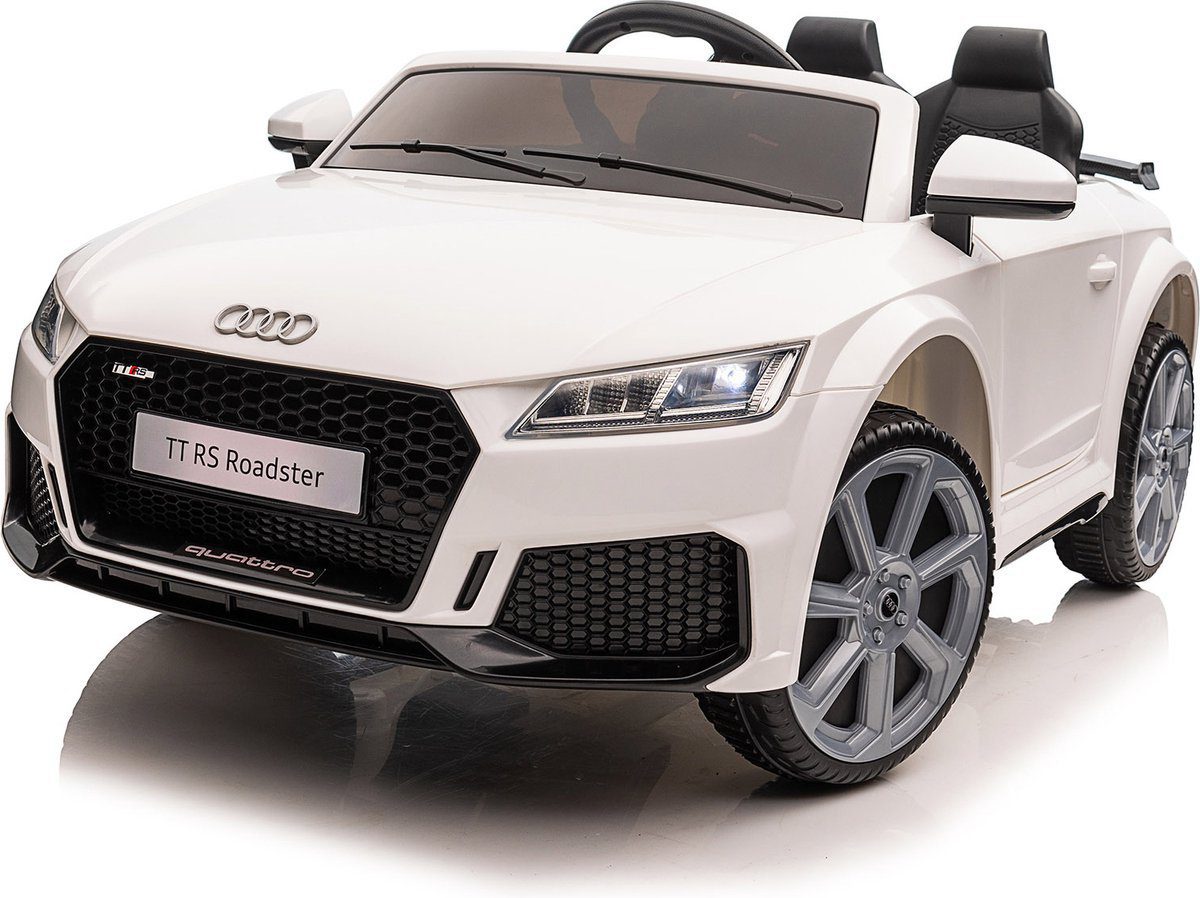 Audi TT RS Roadster Kinderauto 12V Wit – Afstandsbediening, EVA-banden en Kunstleren zitje