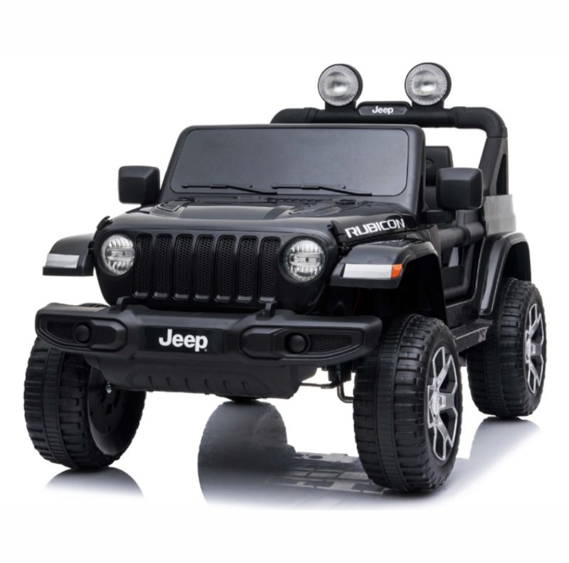 JEEP Wrangler 12v Zwart MP4 scherm FM radio, leder zitje, Rubber banden