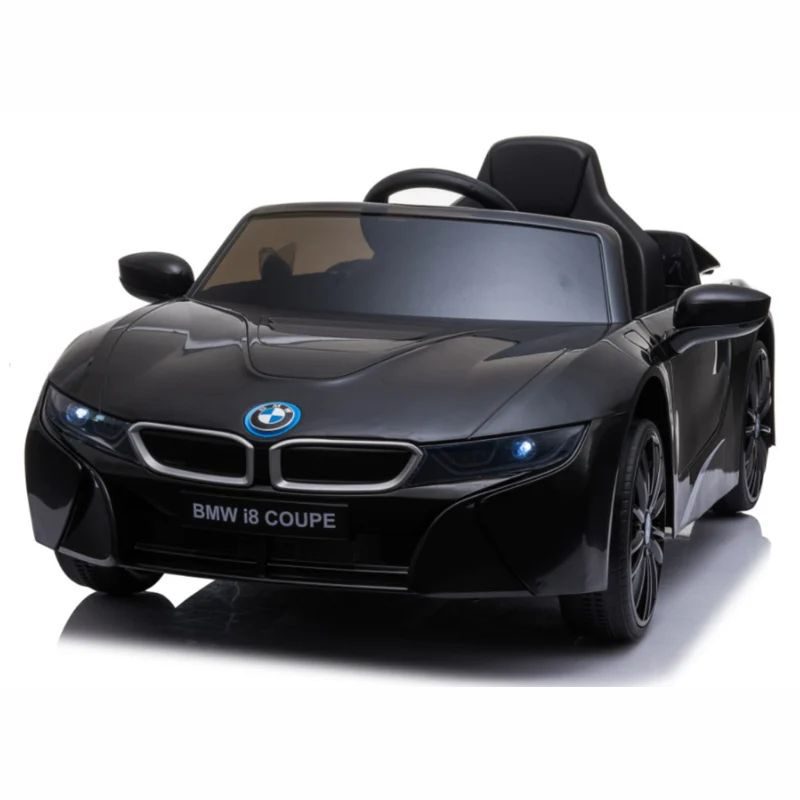 BMW I8 Metallic zwart 12v Afstandsbediening, leder & rubberbanden