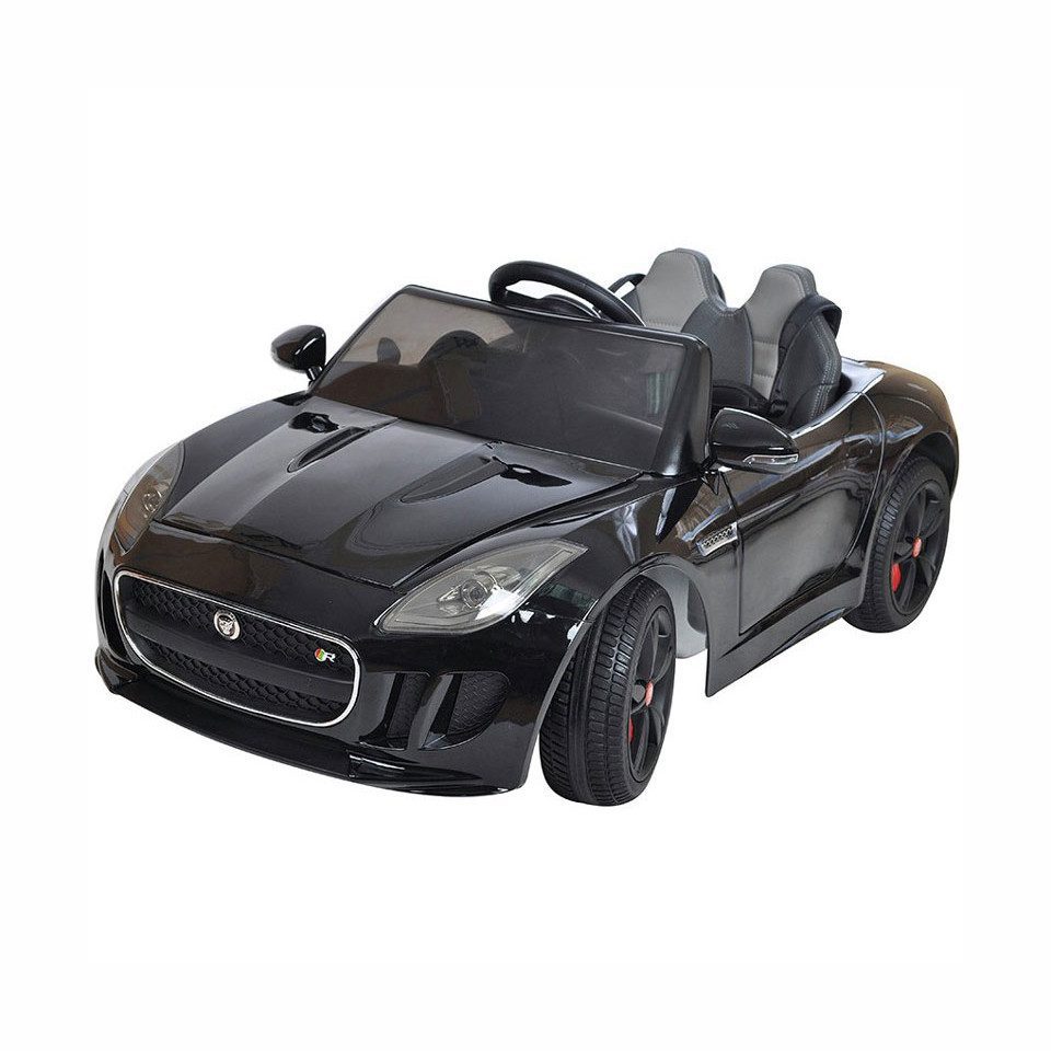 Jaguar F-Type 12v metallic zwart kinderauto rubberbanden