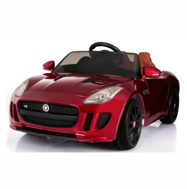 Jaguar F-Type 12v metallic rood kinderauto rubberbanden